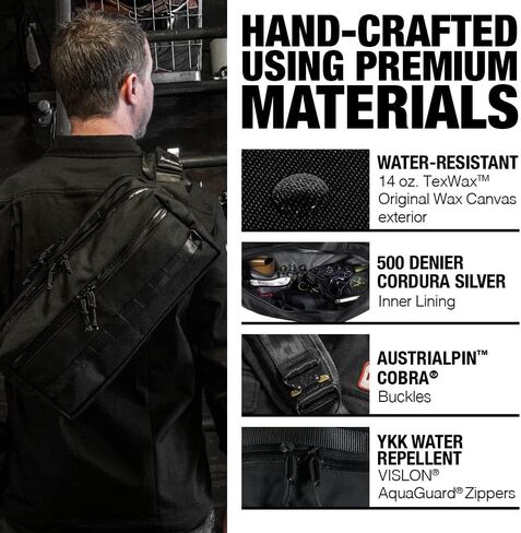DEFY Insidious Jr. Sling | Ballistic Nylon Crossbody Sling Bag | 6 Liter Utility Sling Bags For Men | Mens Cross Shoulder Bag w/ 12.5 Inch Tablet Sleeve | Water Repellent Travel & Commuter Bag (Black) in Saudi Arabia