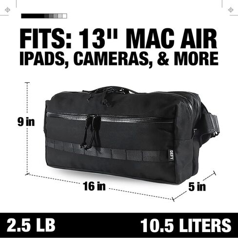 DEFY Insidious Jr. Sling | Ballistic Nylon Crossbody Sling Bag | 6 Liter Utility Sling Bags For Men | Mens Cross Shoulder Bag w/ 12.5 Inch Tablet Sleeve | Water Repellent Travel & Commuter Bag (Black) in Saudi Arabia