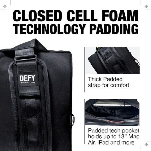 DEFY Insidious Jr. Sling | Ballistic Nylon Crossbody Sling Bag | 6 Liter Utility Sling Bags For Men | Mens Cross Shoulder Bag w/ 12.5 Inch Tablet Sleeve | Water Repellent Travel & Commuter Bag (Black) in Saudi Arabia