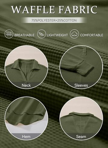 سويت شيرت نسائي كبير الحجم من AlvaQ فضفاض بياقة على شكل V وأكمام طويلة مع طية صدر السترة وياقة وافل متماسكة عالية ومنخفضة in Kuwait