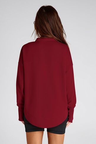PRETTYGARDEN Women's Fall Fashion Button Up Sweatshirt Long Sleeve V Neck Loose Fit Casual Trendy Going Out Pullover Tops in Saudi Arabia