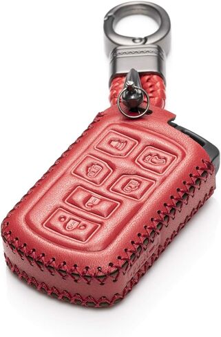 Vitodeco Genuine Leather Smart Key Keyless Remote Entry Fob Case Cover with Key Chain Compatible with Toyota Sienna 2011-2020 (6 Buttons, Red) in Saudi Arabia
