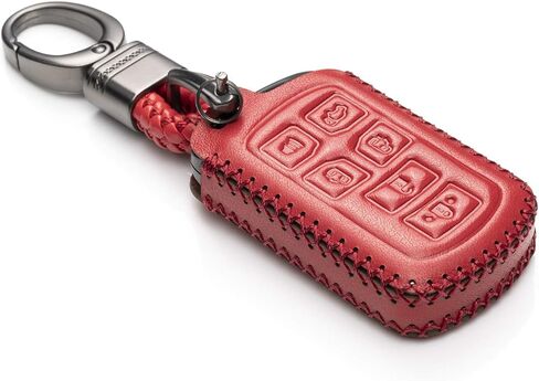 Vitodeco Genuine Leather Smart Key Keyless Remote Entry Fob Case Cover with Key Chain Compatible with Toyota Sienna 2011-2020 (6 Buttons, Red) in Saudi Arabia
