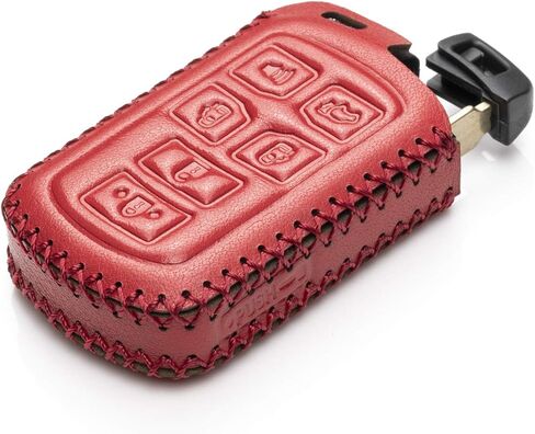 Vitodeco Genuine Leather Smart Key Keyless Remote Entry Fob Case Cover with Key Chain Compatible with Toyota Sienna 2011-2020 (6 Buttons, Red) in Saudi Arabia