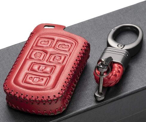 Vitodeco Genuine Leather Smart Key Keyless Remote Entry Fob Case Cover with Key Chain Compatible with Toyota Sienna 2011-2020 (6 Buttons, Red) in Saudi Arabia