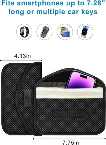 حقائب فاراداي للهواتف Key Fob - جهاز تشويش الهاتف الخلوي Faraday Key Fob Protector حقيبة الهاتف الخليوي، مانع إشارة المفتاح Fob وحقيبة حجب إشارة الهاتف الخليوي RFID حقيبة Faraday in Kuwait