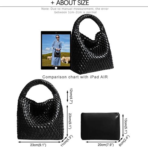 Women Woven Tote Bag Vintage Shoulder Bag Soft Foldable Top-Handle Fashion Handbag Composite Bag with Coin Purse in Saudi Arabia