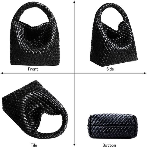 Women Woven Tote Bag Vintage Shoulder Bag Soft Foldable Top-Handle Fashion Handbag Composite Bag with Coin Purse in Saudi Arabia