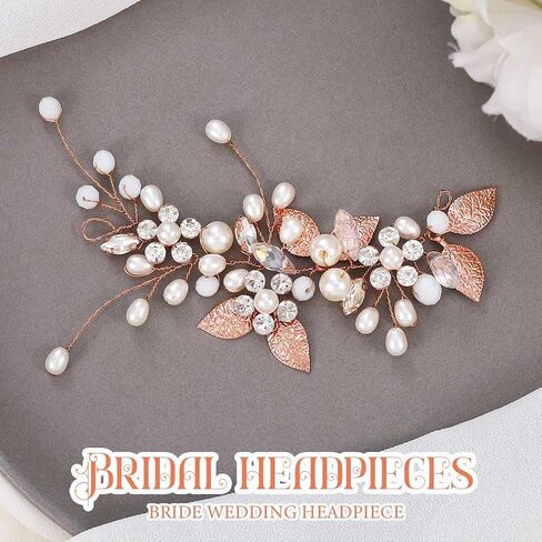 GORAIS Bride Wedding Hair Vine Pearl Bridal Headpieces Leaf Hair Accessories for Women and Girls in Kuwait