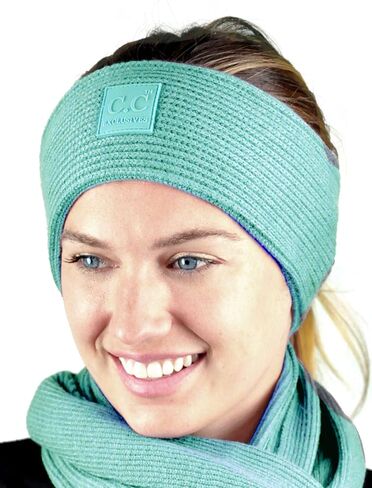 C.C Unisex Winter Thick Ribbed Knit Stretchy Plain Ear Warmer Headband, Navy in Saudi Arabia