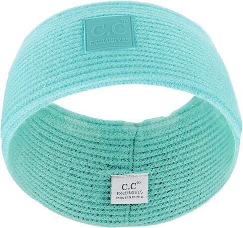 C.C Unisex Winter Thick Ribbed Knit Stretchy Plain Ear Warmer Headband, Navy in Saudi Arabia