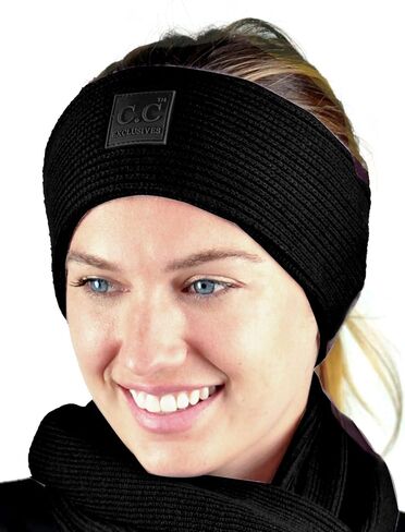 C.C Unisex Winter Thick Ribbed Knit Stretchy Plain Ear Warmer Headband, Navy in Saudi Arabia