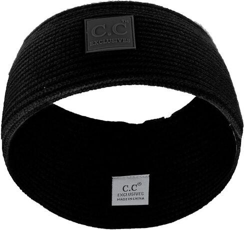 C.C Unisex Winter Thick Ribbed Knit Stretchy Plain Ear Warmer Headband, Navy in Saudi Arabia