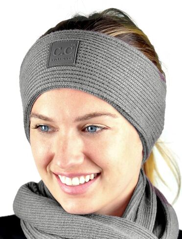 C.C Unisex Winter Thick Ribbed Knit Stretchy Plain Ear Warmer Headband, Navy in Saudi Arabia