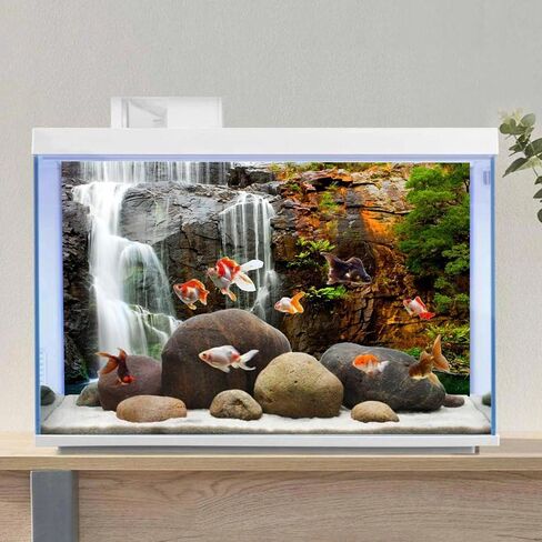 AWERT 24x12 inches Waterfall Terrarium Background Tropical Aquarium Background Mountain Lake Reptile Habitat Background Durable Polyester Background in Saudi Arabia