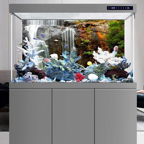 AWERT 24x12 inches Waterfall Terrarium Background Tropical Aquarium Background Mountain Lake Reptile Habitat Background Durable Polyester Background in Saudi Arabia
