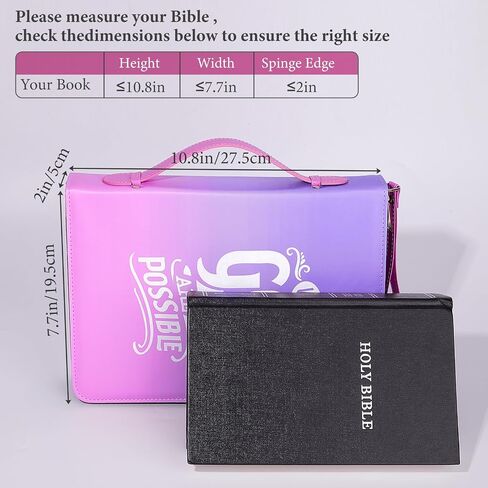 Bible Cover Cases for Women Girls PU Leather Bible Carrying Cases for Kids Girls with Detachable Wrist Strap in Saudi Arabia