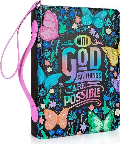 Bible Cover Cases for Women Girls PU Leather Bible Carrying Cases for Kids Girls with Detachable Wrist Strap in Saudi Arabia