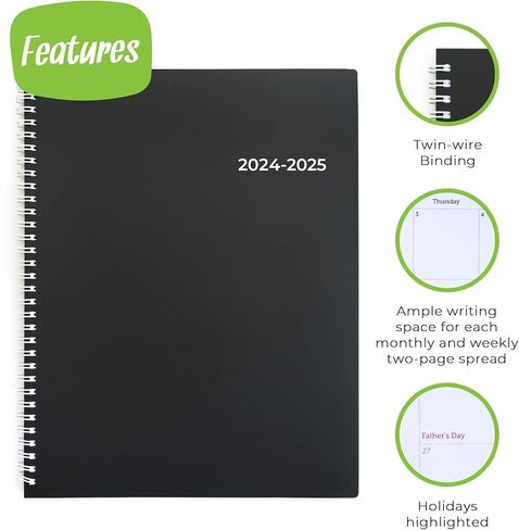 WallDeca Planner 2024-2025 Academic Year - Weekly & Monthly Planner, Jul 2024 - Dec 2025, Flexible Cover, Notes Pages, Twin-Wire Binding Weekly Planner (8 x 6-Inches) in Saudi Arabia