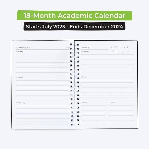 WallDeca Planner 2024-2025 Academic Year - Weekly & Monthly Planner, Jul 2024 - Dec 2025, Flexible Cover, Notes Pages, Twin-Wire Binding Weekly Planner (8 x 6-Inches) in Saudi Arabia