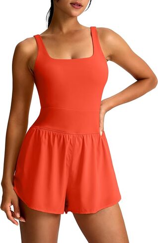 Soothfeel Womens Workout Romper Running Onesie One Piece Jumpsuit Shorts Tennis Gym Active Athletic Rompers for Women Summer in Kuwait