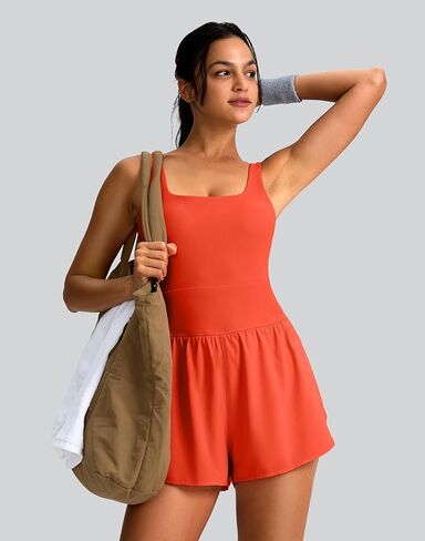 Soothfeel Womens Workout Romper Running Onesie One Piece Jumpsuit Shorts Tennis Gym Active Athletic Rompers for Women Summer in Kuwait