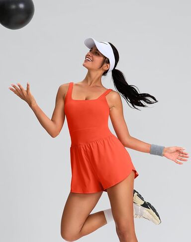 Soothfeel Womens Workout Romper Running Onesie One Piece Jumpsuit Shorts Tennis Gym Active Athletic Rompers for Women Summer in Kuwait