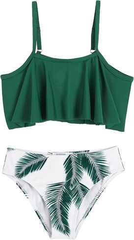 Arshiner الفتيات ملابس السباحة قطعتين بيكيني مجموعة ملابس السباحة كشكش Flounced Tankini in Saudi Arabia