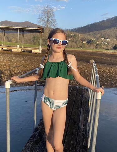 Arshiner الفتيات ملابس السباحة قطعتين بيكيني مجموعة ملابس السباحة كشكش Flounced Tankini in Saudi Arabia