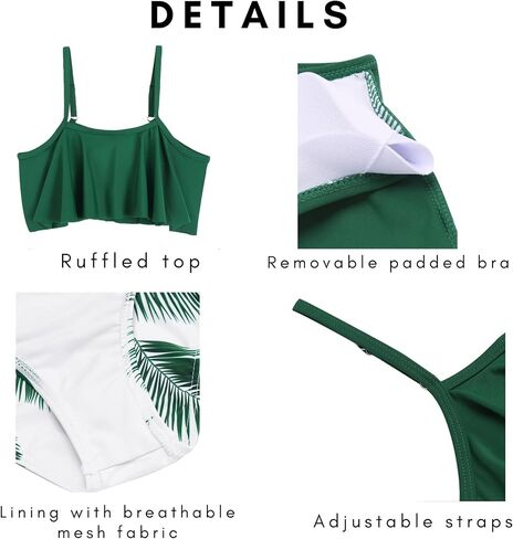 Arshiner الفتيات ملابس السباحة قطعتين بيكيني مجموعة ملابس السباحة كشكش Flounced Tankini in Saudi Arabia