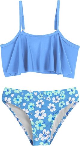 Arshiner الفتيات ملابس السباحة قطعتين بيكيني مجموعة ملابس السباحة كشكش Flounced Tankini in Saudi Arabia