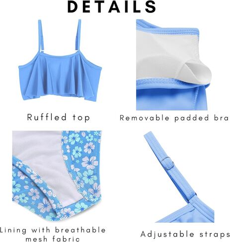 Arshiner الفتيات ملابس السباحة قطعتين بيكيني مجموعة ملابس السباحة كشكش Flounced Tankini in Saudi Arabia