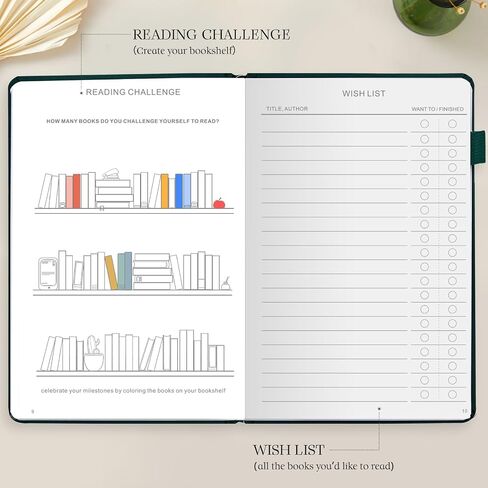 Reading Journal with 75 Book Review, Book Journal for Book Lovers, Readers - Review Prompts & Daily and Monthly Reading Tracking & Reading Challenge, Reading Notebook Gift, A5, Pine Green in Kuwait