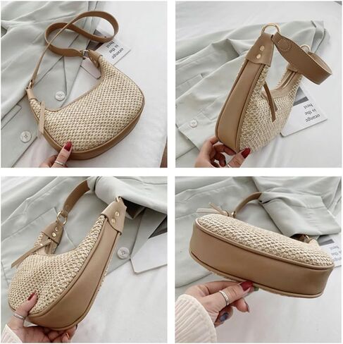 RTGGSEL Boho Summer Retro Women's Straw Rattan Beach Tote Bag Crossbody Shoulder Bags Hobo Underarm Handbag Straw Purse in Saudi Arabia