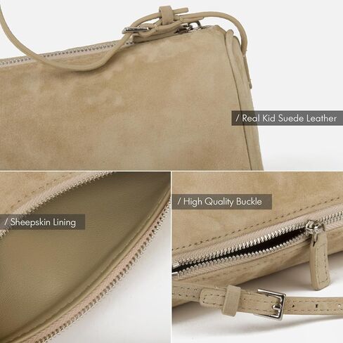 محفظة كروس من الجلد السويدي الفاخر للنساء، حقيبة كتف صغيرة مع حزام قابل للتعديل وحقيبة كروس هوبو in Kuwait