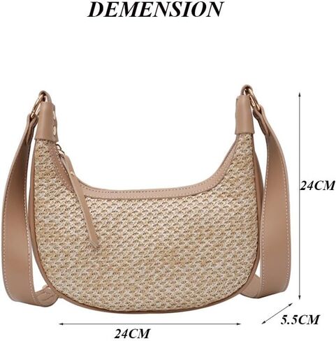 RTGGSEL Boho Summer Retro Women's Straw Rattan Beach Tote Bag Crossbody Shoulder Bags Hobo Underarm Handbag Straw Purse in Saudi Arabia