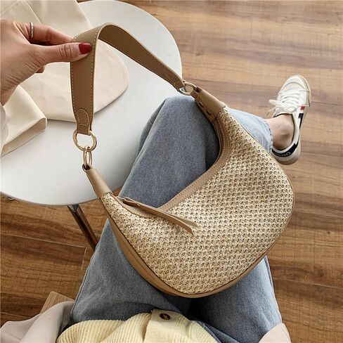 RTGGSEL Boho Summer Retro Women's Straw Rattan Beach Tote Bag Crossbody Shoulder Bags Hobo Underarm Handbag Straw Purse in Saudi Arabia