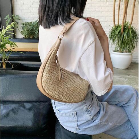 RTGGSEL Boho Summer Retro Women's Straw Rattan Beach Tote Bag Crossbody Shoulder Bags Hobo Underarm Handbag Straw Purse in Saudi Arabia