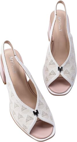 Women’s Block Chunky Medium Heel Slip-On Peep Round Toe Breathable Cut-Out Slingback Sandals Shoes in Saudi Arabia