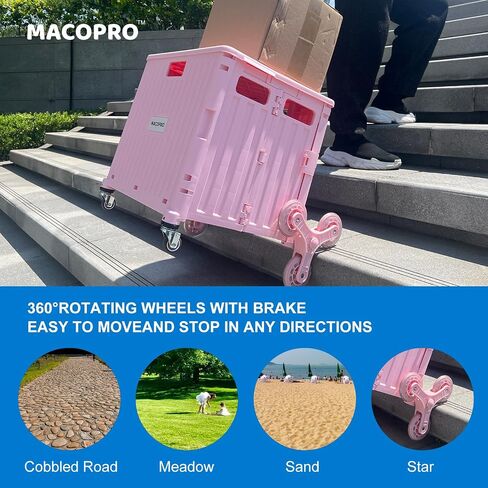 Foldable Utility Cart with Stair Climbing Wheels, Collapsible Rolling Crate with Telescoping Handle, Shopping Trolle Handcart Grocery Book File Tool Art Supplies Teacher Storage Basket(Green) in Saudi Arabia