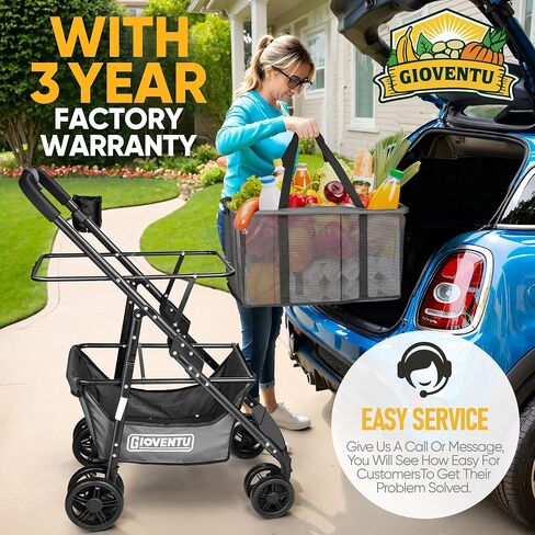 𝟮𝟬𝟮𝟰 𝐔𝐩𝐠𝐫𝐚𝐝𝐞𝐝 Folding Shopping Cart with Wheels, 80lbs Multi Use Grocery Carts with 360° Wheels & Removable Tote Bag, Multifunctional Portable Personal Shopping Carts for Groceries in Saudi Arabia