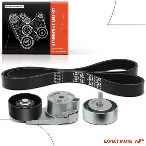 A-Premium Serpentine Drive Belt Kit with Tensioner & Idler Pulley Compatible with Cadillac Vehicles - CTS 2008-2009, STS 2008-3.6L in Saudi Arabia