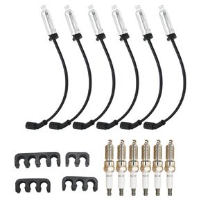 SP1036 12Pcs Spark Plug and Spark Plug Wire Kit Replacement for Chevrolet Silverado 1500 V6 4.3L 2014-2020 Replacement for GMC Sierra 1500 V6 4.3L 2014-2020