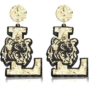 Game Day Earrings Football Sports Earrings Glitter Tiger Elephant Dangle Earrings College School Team Spirit Earrings Jewelry Gifts for Sport Fans