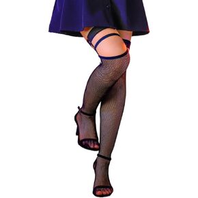Sexy Thigh High Stockings Fishnet Over Knee High Socks Punk Rivet Knee Long Stockings Elastic Band Fishnet Socks for Women and Girls