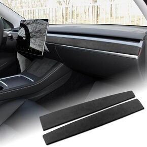 Car Interior Moulding Trim Alcantara Style for Tesla Model 3 Y 2017 2018 2019 2020 2021 2022 Dashboard Trim Strip for Car Interior Decoration Accessories（Black）