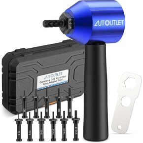 AUTOUTLET Rivet Nut Adapter Tool Kit, Cordless Drill Electric Rivet Nut Tool Adapter with 5 Mandrel M3-M8 & 6 Imperial Sizes 6-32, 8-32, 10-24, 1/4-20, 5/16-18, 10-32