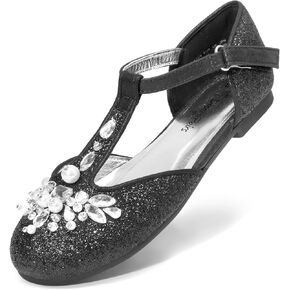 DREAM PAIRS Girls Mary Jane Dress Shoes Pearl T-Strap Party Flower Wedding Princess Flats for Toddler Little Big Kid