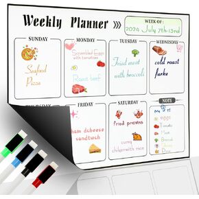 Meal Planner Magnetic Menu Board for Kitchen Fridge Planning Board Meal Planner for Fridge Weekly Meal Planner Dry Erase Calendar for Fridge Magnetic Calendar Fridge Calendar Magnet