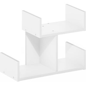 Furinno Hermite Wooden Desktop Bookshelf Storage Organizer for Home and Office Supplies, White
